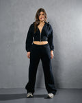 THE CORE CROPPED ZIP HOODIE - BLACK