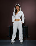 THE CORE CROPPED ZIP HOODIE - CREAM